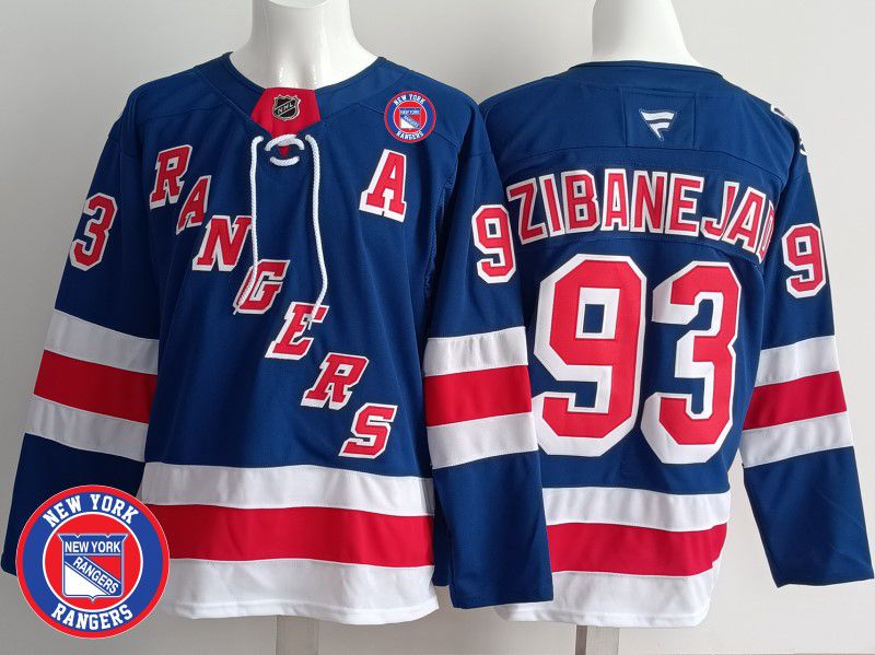 Men New York Rangers #93 Zibanejad Blue 2025 Fanatics Home Premium NHL Jersey style 2